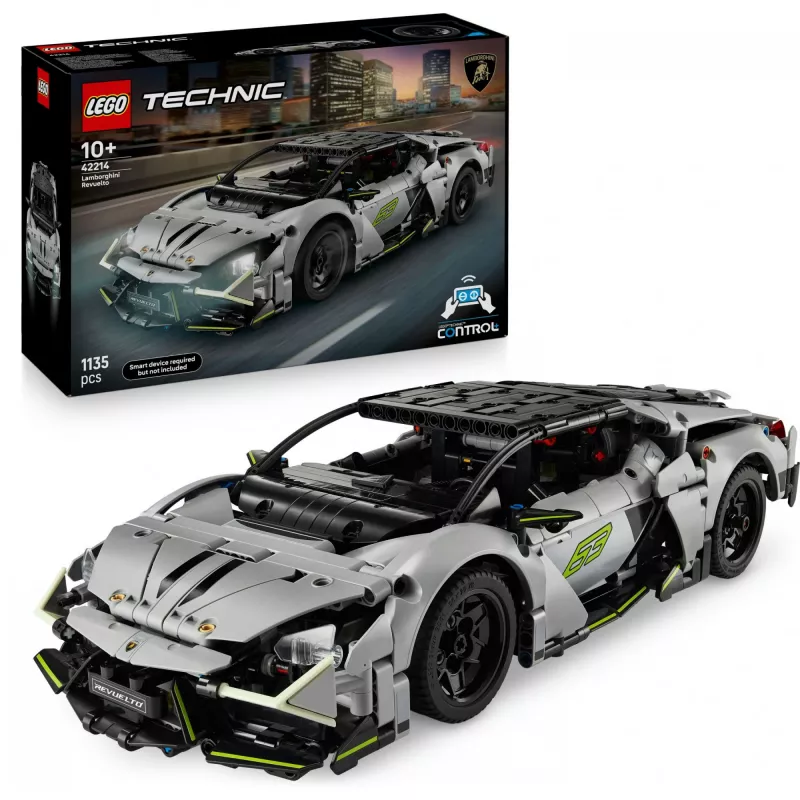 LEGO Technic Supercar Lamborghini Revuelto 42214 – 1:10 mastelio modelio rinkinys, 1135 dalių