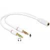 Garso adapteris DeLOCK 65585 0.2 m 2×3,5 mm kištukas (3 polių) į 3,5 mm lizdą (4 polių) baltas