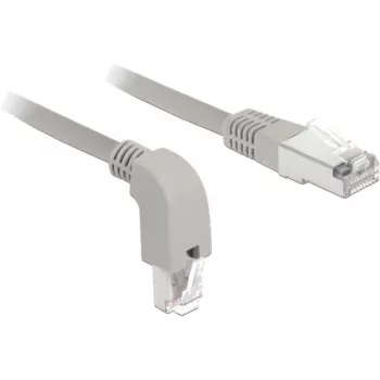 DeLOCK 85873 – Patch laidas RJ-45 (M) žemyn kampu į RJ-45 (M) – 50 cm – S/FTP – CAT 6a – ekranuotas, be halogenų – pilkas