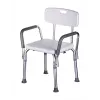 Kėdė dušui ActionMed KP300AM su atlošu ir porankiais, polipropilenas, reguliuojamas aukštis 43–56 cm, sėdynė 40×33 cm, max svoris 110 kg