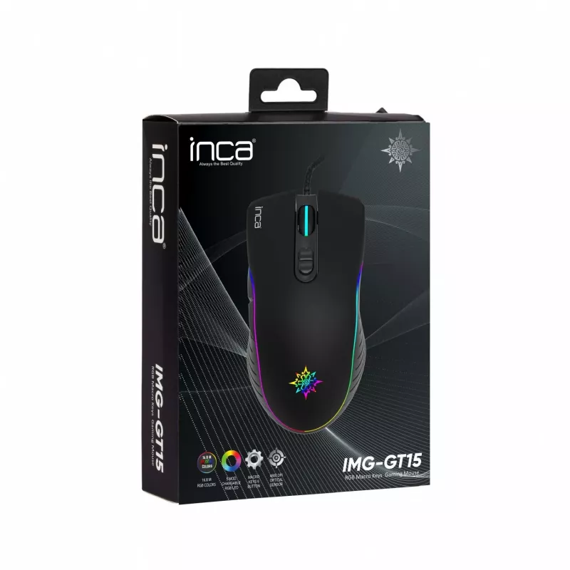 INCA Gaming Mouse IMG-GT15 4800 DPI. RGB. 7 mygtukai. USB. Mažmeninė pakuotė