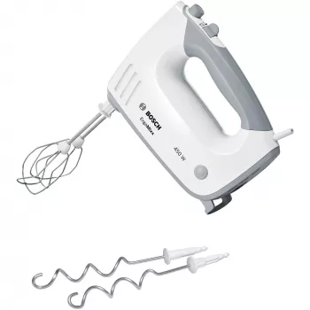 Rankinis plaktuvas Bosch MFQ36400 – 450 W, 5 greičiai, turbo, 1,3 m laidas, pilkai baltas