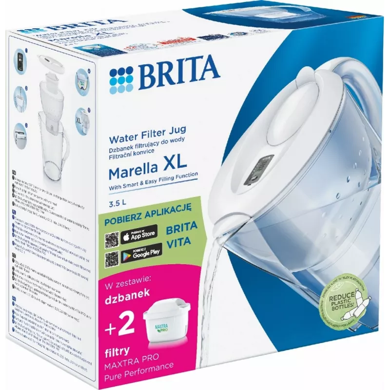 Vandens filtro ąsotis BRITA Marella XL 3,5 l su 2 Maxtra+ Pro kasetėmis