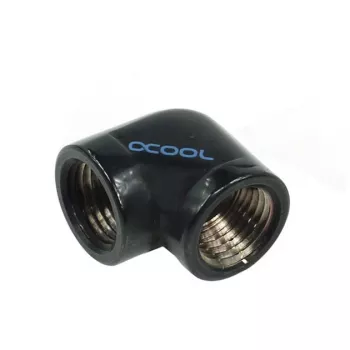 Alphacool HF L-formos jungtis G1/4 vidinis sriegis prie G1/4 vidinio sriegio - Deep Black (17042)