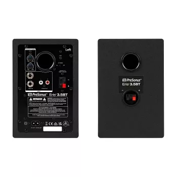 Aktyvūs studijiniai monitoriai PreSonus Eris 3.5 BT 2nd Gen — 2×25 W RMS, 80–20000 Hz, Bluetooth 5.0, RCA/TRS įėjimai, 3.5 mm ausinėms