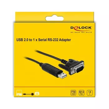 USB 2.0 į RS-232 adapterio kabelis DeLOCK 66282, 1,8 m, juodas