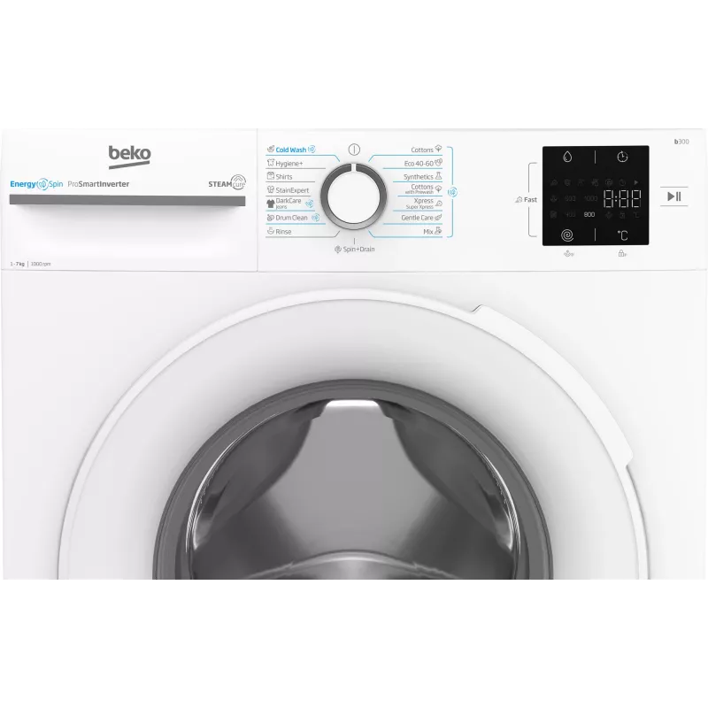 BEKO BM3WFSU37013WW skalbyklė, 7 kg, energijos klasė A, 49,6 cm, 1000 aps/min, inverterinis variklis, Steam Cure