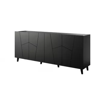 Komoda Cama Meble ETNA 2000×420×820 mm, juoda matinė, medžio drožlių plokštė