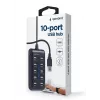 USB mazgas Gembird UHB-U2P10P-01 — 10 prievadų USB 2.0 mazgas