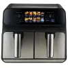 Karšto oro gruzdintuvė ProfiCook PC-FR 1287 H — dviguba 8 l, 2200 W, jutiklinis LED, juoda/nerūdijantis plienas