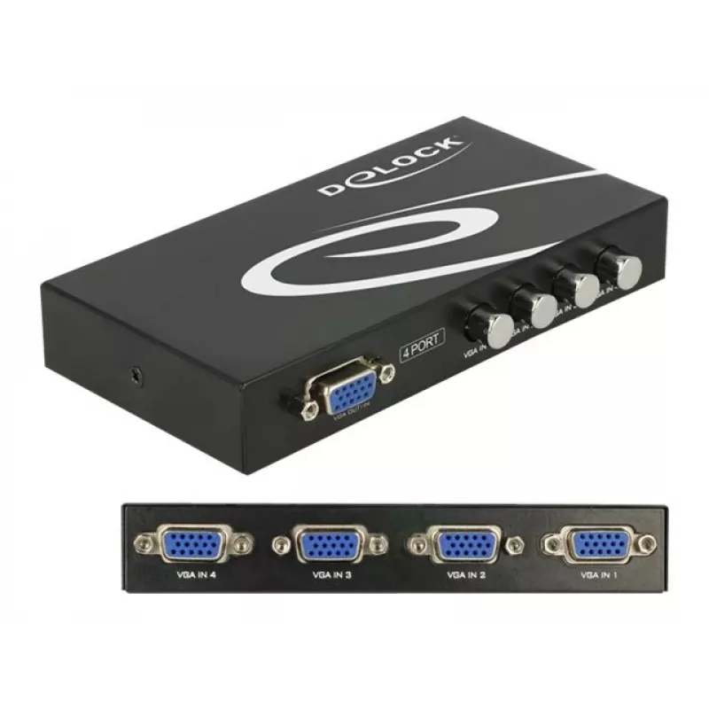 DeLock Switch VGA 4 prievadų rankinis dvipusis - ekrano jungiklis - 4 x VGA - stalinis (87635)