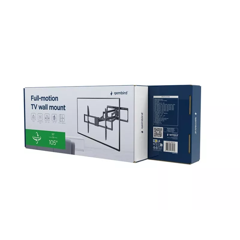 Pilnai reguliuojamas TV laikiklis GEMBIRD WM-105ST-01, 50–105 col., plieninis, 75 kg, VESA 200x100–900x600