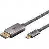 USB adapterio laidas, USB-C kištukas > DisplayPort kištukas, 4K 60Hz (juodas/sidabrinis, 1 metras, pintas laidas)