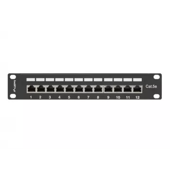 Patch panel Lanberg PPF5-9012-B 1U 12x RJ-45 Cat5e ekranuotas