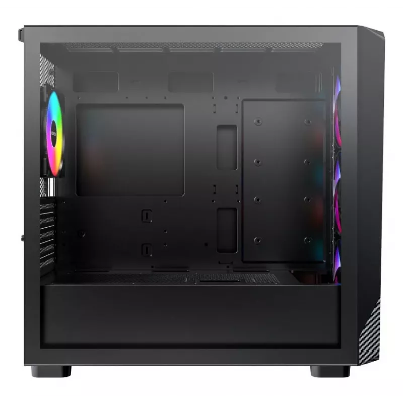 Montech X5M (B) „Micro Tower“ kompiuterio korpusas – Micro-ATX/Mini-ITX, 3×120 mm priekyje, 1×120 mm gale, palaiko ATX maitinimo šaltinį, 2×3,5 colio + 4×2,5 colio, juodas