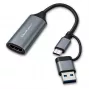 USB-C į USB-A ir HDMI 4K 30Hz adapteris QOLTEC aliuminis