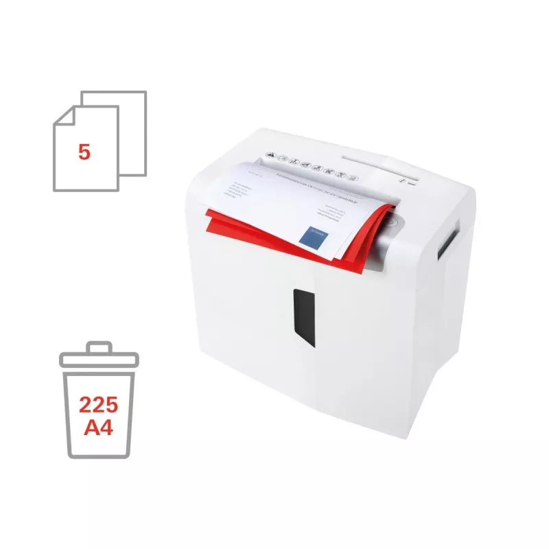 Popieriaus smulkintuvas HSM shredstar X5, smulkinimas 4,5 mm, darbo plotis 22 cm, 5 lapų talpa, 18 L krepšelis