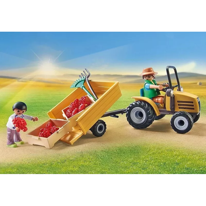 Playmobil 71442 Country: Traktorius su priekaba ir vandens rezervuaru – Šviežias derlius ūkyje, mokymasis apie aplinką, smagus vaidmenų žaidimas