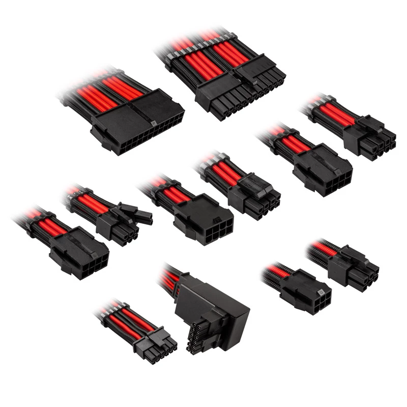 Laidų/Adapterių rinkinys Kolink Core Pro 12V-2x6 Type 2 pintas, Jet Black/Racing
