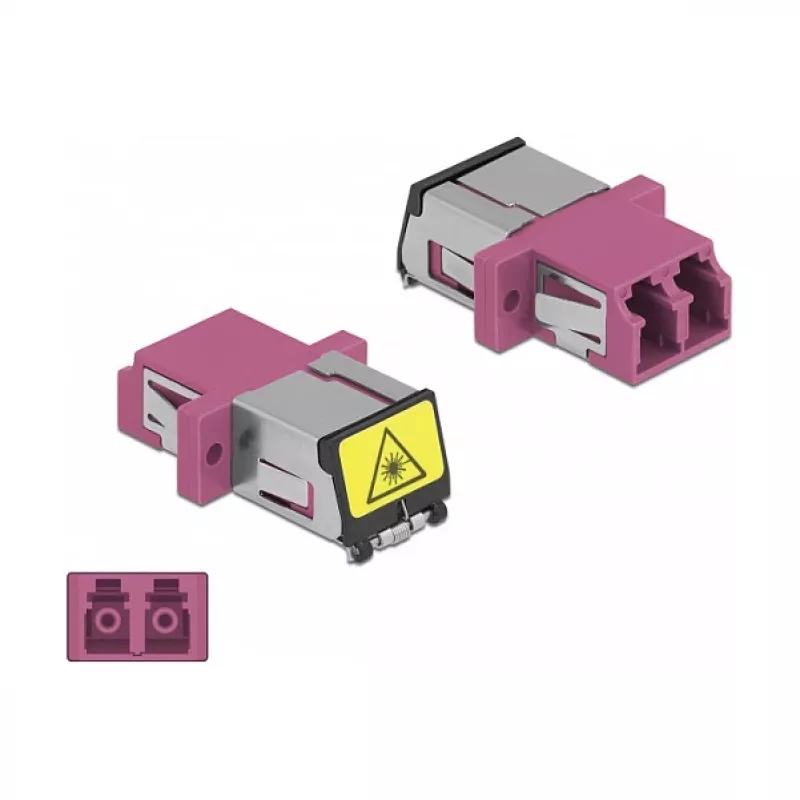 DeLOCK 86901 Optinis skaidulinis jungtuvas LC Duplex moteriška į moterišką, daugiamodis, violetinis