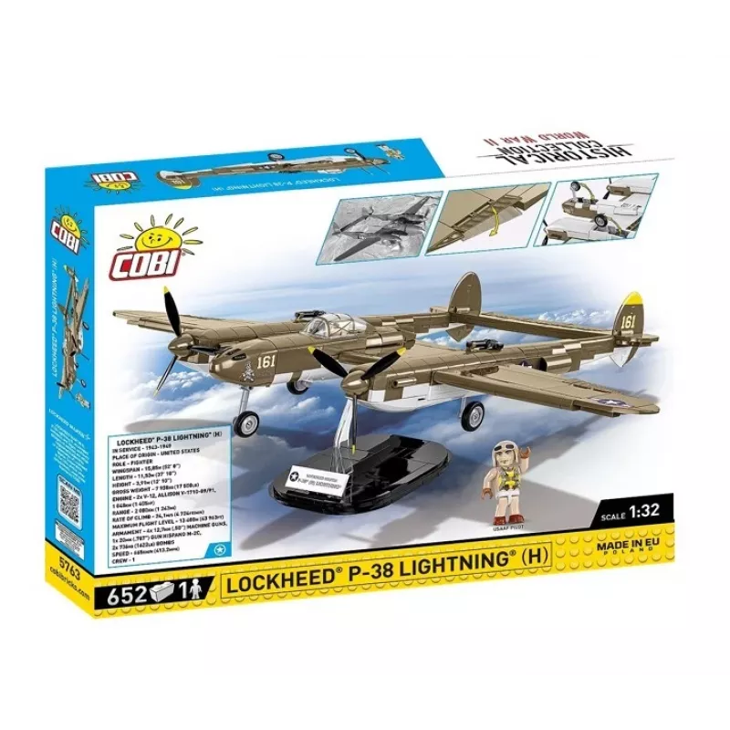 Cobi Building Blocks Lockheed P-38H Lightning rinkinys 5763 – konstruktorius, kolekcinis lėktuvo modelis