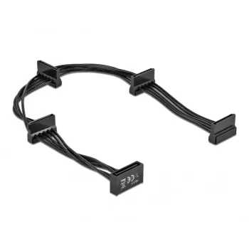 SATA maitinimo kabelis DeLOCK 60395 0,4 m SATA 15 kontaktų 4 x SATA 15 kontaktų Juodas