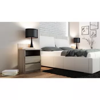 Naktinis staliukas Topeshop M1 SONOMA MAT, ąžuolo spalvos matinis, 2 stalčiai, 400×320×590 mm