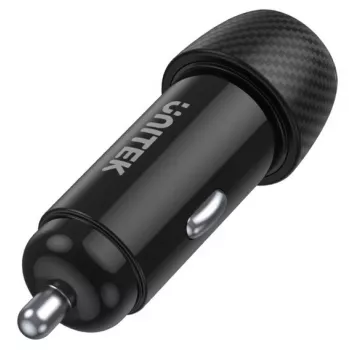 Automobilinis kroviklis Unitek P1400A su USB-C ir USB-A, 38 W, Quick Charge 3.0, įėjimas 12–24 V, juodas