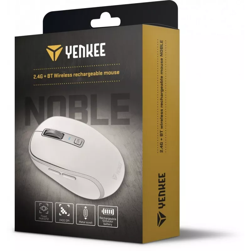 Bevielė pelė DUAL WiFi+Bluetooth, įkraunama baterija, 5 mygtukai