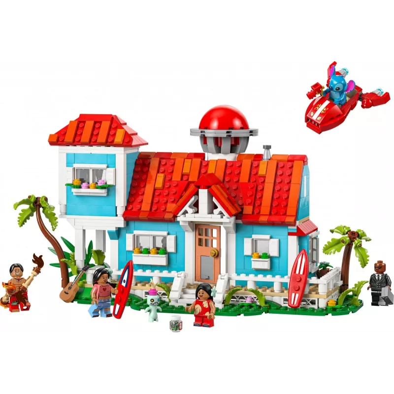 LEGO rinkinys Disney 43268 Paplūdimio namas – modulinis namas, 834 detalės, 5 minifigūrėlės, nuo 9 metų
