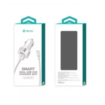 Automobilinis kroviklis Devia Smart Series Dual USB 2.4A su integruotu Lightning laidu