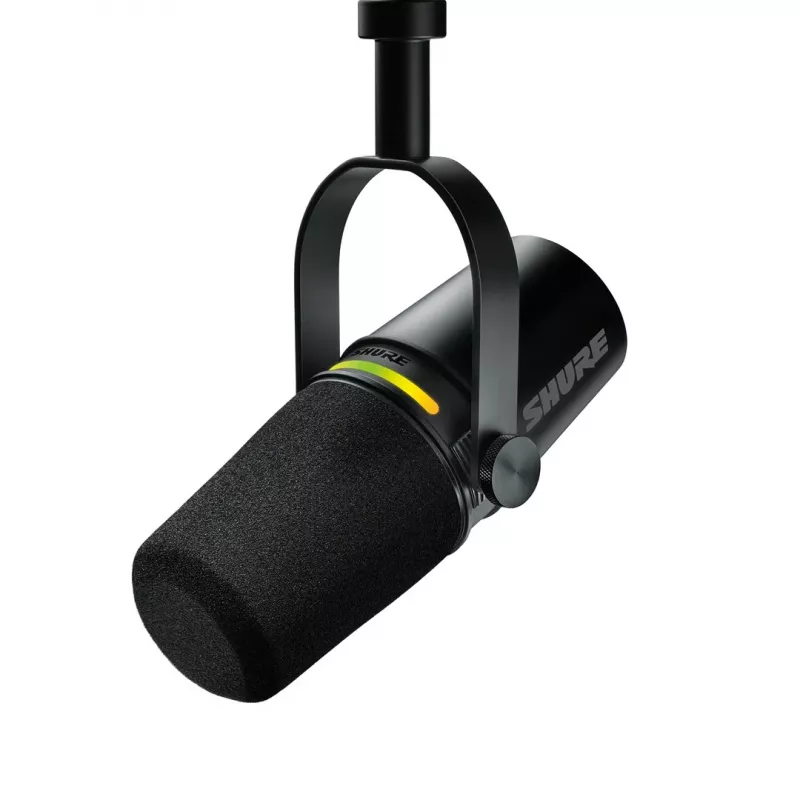 Shure MV7+-K - Profesionalus paskaitų ir vokalo mikrofonas su XLR/USB-C jungtimis, juodas