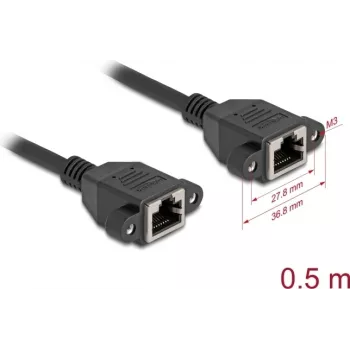 DeLOCK 90783 tinklo kabelis Cat6a S/FTP 0,5 m juodas