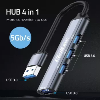 USB 3.0 4in1 HUB adapteris, 4x USB 3.0