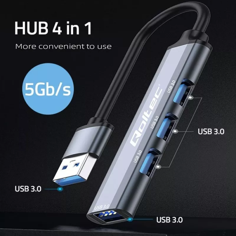 USB 3.0 4in1 HUB adapteris, 4x USB 3.0