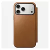 Nomad Modern Leather Folio dėklas iPhone 17 Pro Max – Tan (rudas), tinka iki 17,5 cm (6,9 colio) ekranui, 4 kortelių kišenės