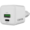 Canyon Charger CU20AC GaN 20W PD, 2 prievadai (USB-A/USB-C) balta mažmeninė (CNS-CUW20AC)