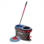 Grindų šluotražė VILEDA Microfibre 320 mm, teleskopinis kotas 55–123 cm, skalbiama, 360° besisukanti galvutė, juoda/mėlyna/raudona