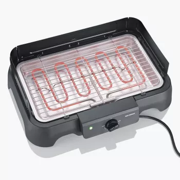 SEVERIN stalinis elektrinis grilis PG 8593, 2000 W, stačiakampės grotelės, juodos spalvos
