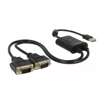Serijinis kabelis DeLOCK 63950 USB 2.0 Type-A 2 x RS-232 DB9 juodas 0,6 m