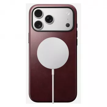 Odininis dėklas Nomad Modern, skirtas iPhone 17 Pro Max (6,9 colio) – Burgundijos, oda+TPU+PC