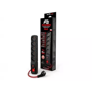 AC maitinimo juosta ACAR F5 POWER Black, 5 AC lizdai, 230 V, 5 m