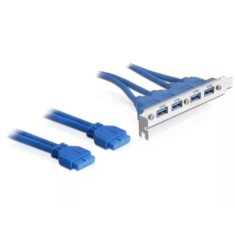 DeLOCK Slotblech USB 3.0 vidinis 19 kontaktų lizdas 2 x vidinis > 4 x USB 3.0-A išorinis lizdas - Slotblech (82974)