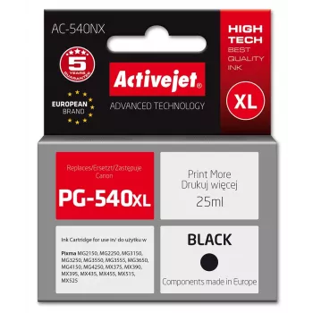 Activejet AC-540NX rašalas Canon spausdintuvui (Canon PG-540XL pakaitalas) Supreme, 25 ml, juodas