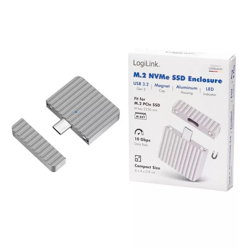Itin mažas USB3.2 Gen2x1 SSD korpusas su USB-C, NVMe