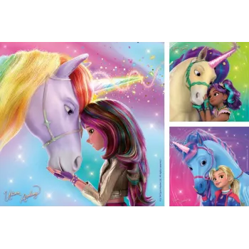 Dėlionė Ravensburger Unicorn Academy — 3 x 49 dalių, rinkinys vaikams