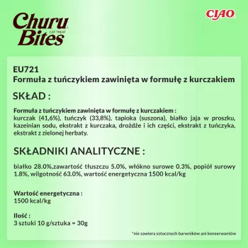 INABA Churu Bites Tuna su vištiena - skanėstai katėms - 3x10 g