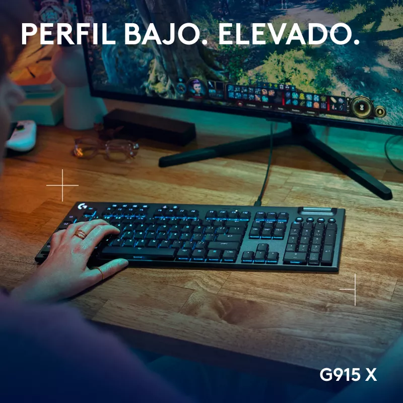 Laidinis mechaninis žaidimų klaviatūra Logitech G915 X Black su RGB apšvietimu
