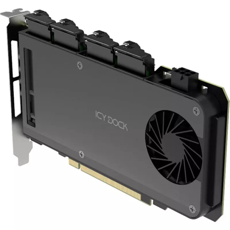 Adapterio kortelė 4 x M.2 NVMe SSD mobiliajam krepšiui, Icy Dock MB204MP-B