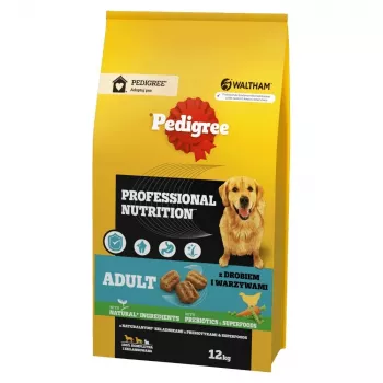 Sausas šunų ėdalas Pedigree Professional Nutrition Adult – paukštiena ir daržovės, 12 kg, baltymai 20 %, riebalai 9 %